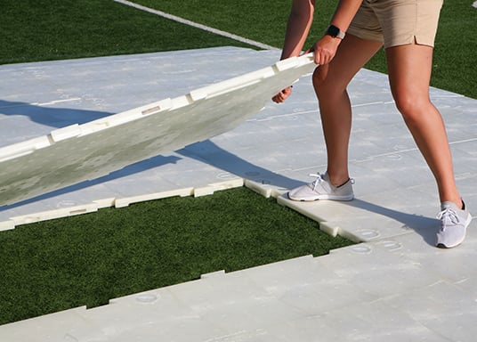 Easy installing turf protection system